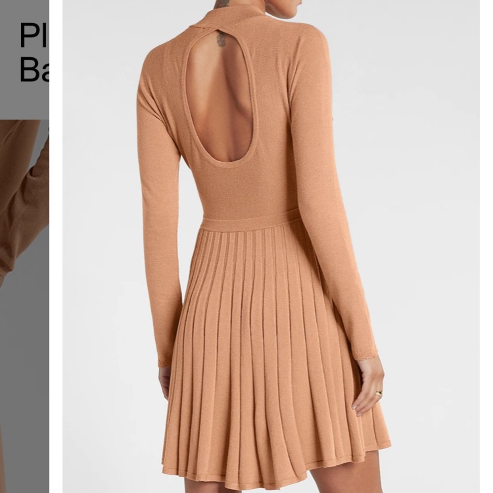 EXPRESS Pleated Mock Neck/Cutout Back Sweater Dress